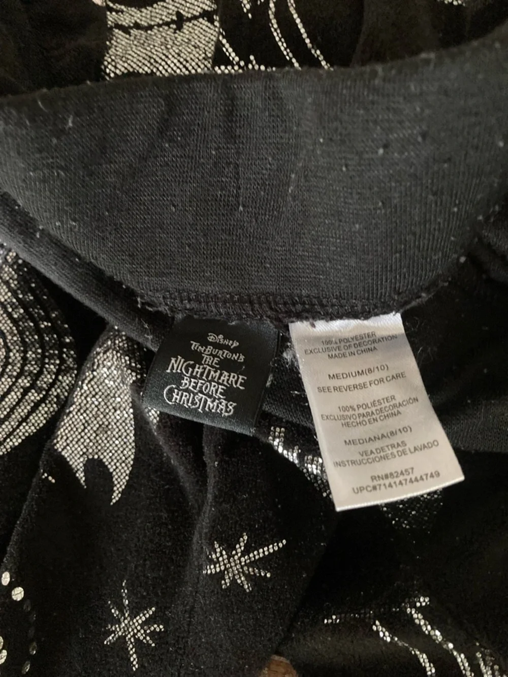 Disney The Nightmare Before Christmas Black Jogger Pants with Silver Star Print - Picture 3 of 4